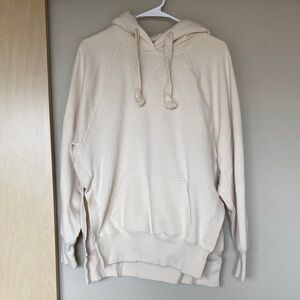 Hooded Pullover Sweatshirt in Cream